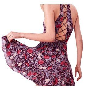 Kimchi Blue Sabrina Ruffle Wrap Lace Up Mini Dress Sz 10 Devious Maids Floral